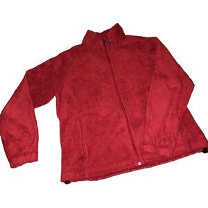 Columbia Men's 1X‎ Red Fleece Jacket Zip Up High Collar Pockets EUC Outdoor Warm